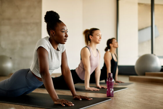 Diverse group of women in a yoga studio
